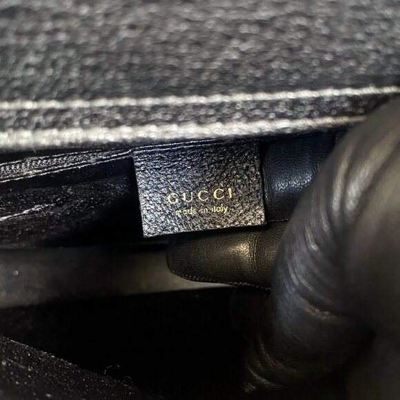 Vintage Gucci Diana Black Leather Structured Tote w/ Bamboo Handles w/ COA - Picture 8 of 16